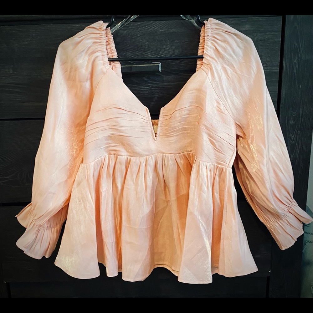 Sheen pink long puffed sleeved top